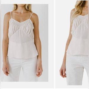 Sheer insert cami top - cream